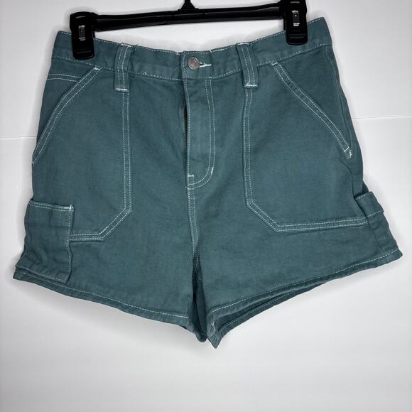 PACSUN GREEN DENIM SHORTS SIZE 28‎ - Picture 1 of 4